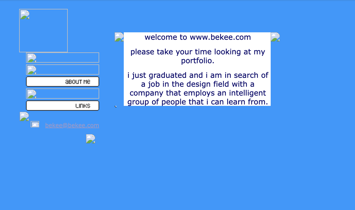 Screenshot of bekee.com, 2001: the 'just graduated' version.