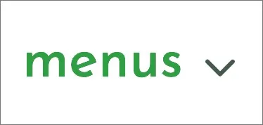 A green overlay covering only the letter shapes of "menus," not the caret.